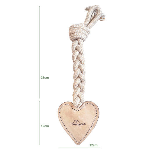 Cuore di due strati di cuoio e con corda di cotone e juta