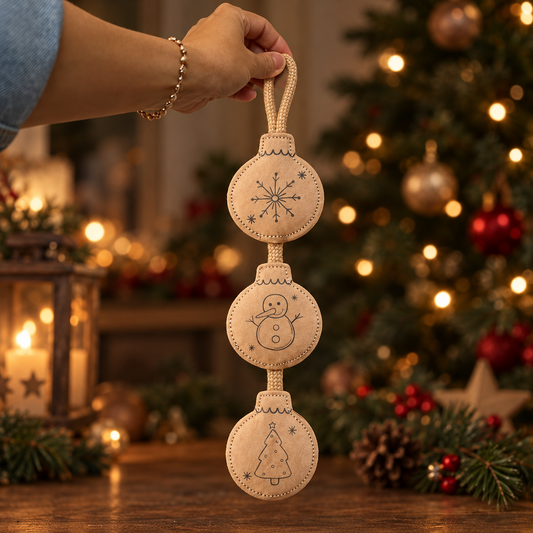 Hundespielzeug WEIHNACHTSKUGELN aus Leder ❄️❄️❄️