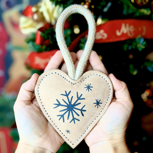 Gioco naturale per cani CUORE NATALE di cuoio