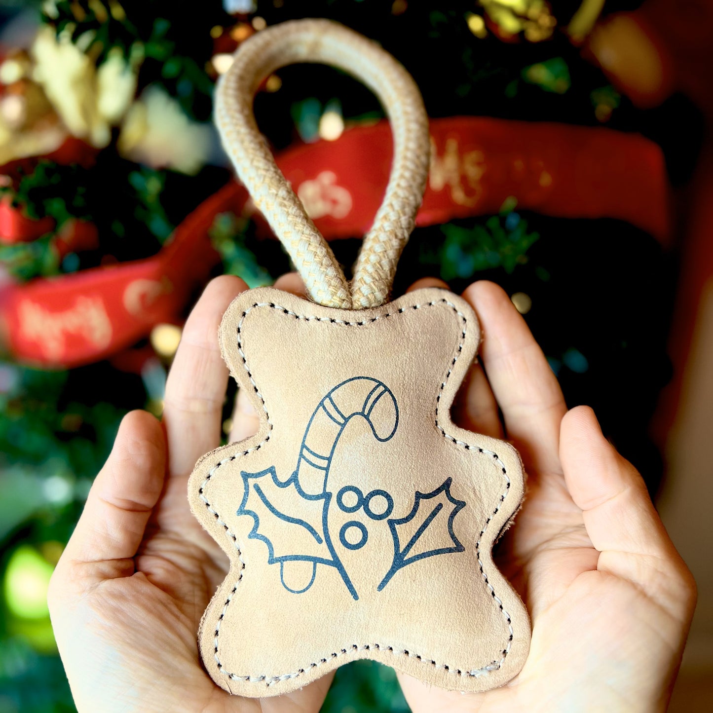 Gioco naturale per cani ORSO NATALE di cuoio