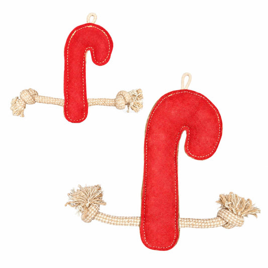 Candy Cane Hundespielzeug aus Veloursleder 🍭