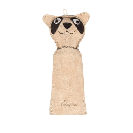 Gatto in camoscio con bottiglietta "crunch me!"