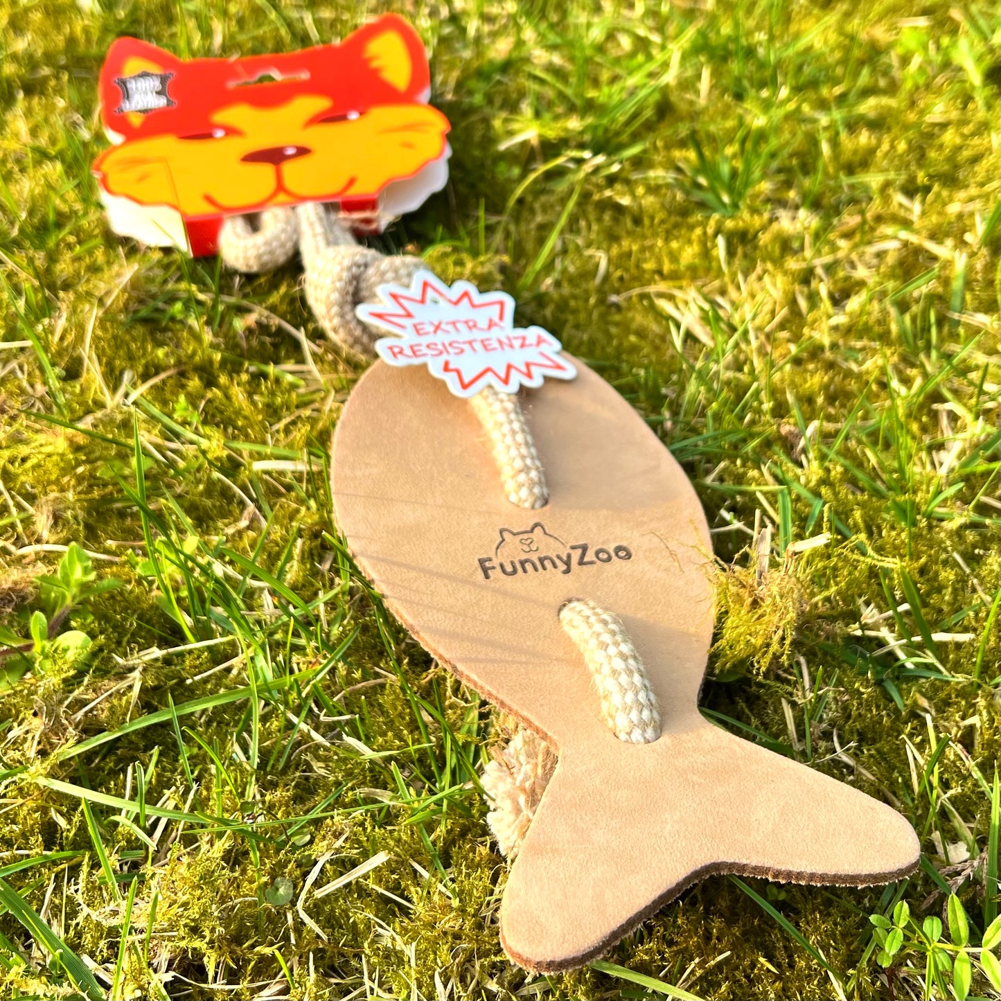 Pesciolino di cuoio monostrato e corda di cotone e juta