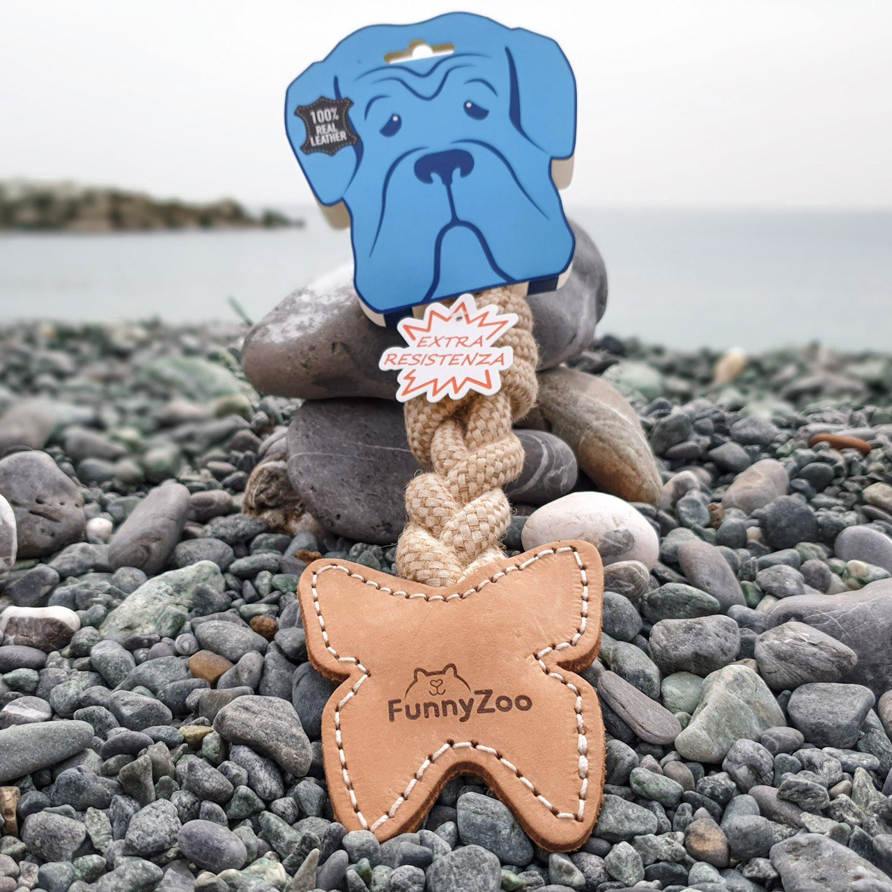 Farfalla di due strati di cuoio e con corda di cotone e juta