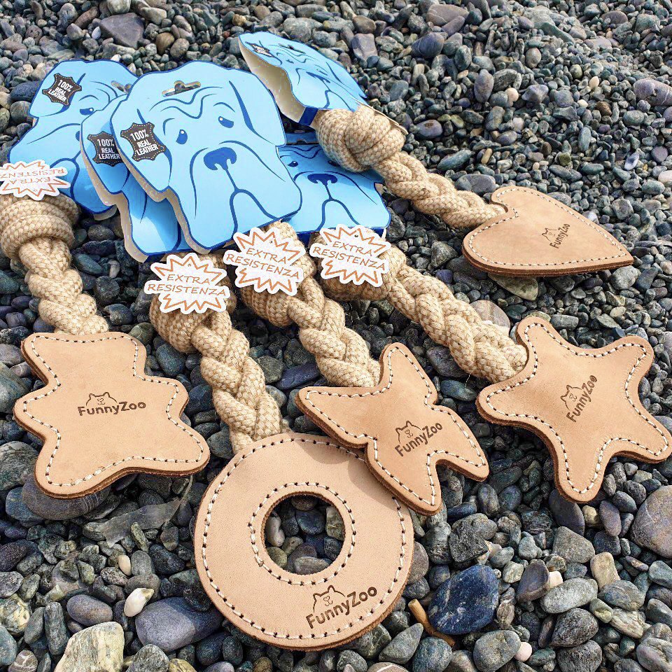 Farfalla di due strati di cuoio e con corda di cotone e juta